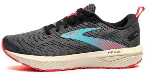 BROOKS Women's Revel 6 Sneaker, Black Ebony Bluefish, 4 UK