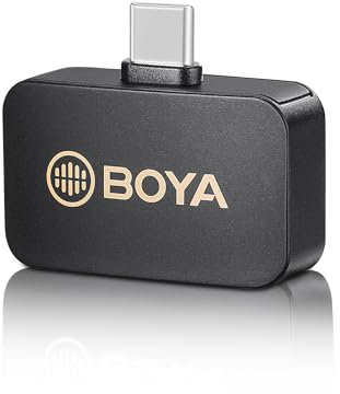 BOYA Receptor de micrófono inalámbrico USB Tipo C de la Serie BY-M1V, Receptor de Puerto USB-C para micrófono de Solapa inalámbrico BY-M1V