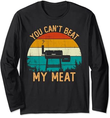 Vintage Retro Style Funny BBQ Pit Reverse Flow Smoker Grill Langarmshirt