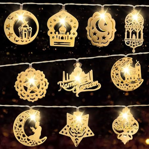 Ramadan LED Lichterkette, Ramadan Deko Lichterkette Dekoration, LED Lichterkette für Ramadan Deko, Ramadan Deko Muslim Lichterkette,Hängend Ramadan Lichterkette für Zuhause Outdoor Garten Islam Deko