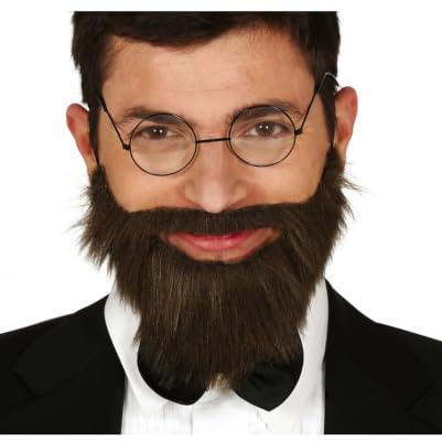 Horror-Shop Dunkelbrauner Vollbart mit Gummiband als Kostümzubehör