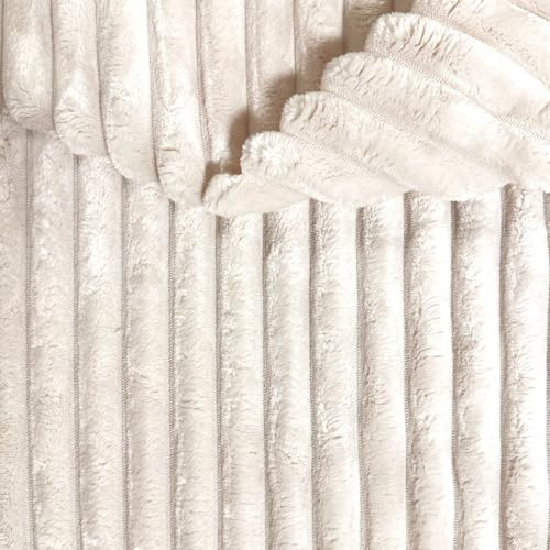 PINaPIN Polsterstoff Velour Tilia - Möbelstoff Meterware - Stoffe für Stühle Beziehen, Betten, Sofas, alte Möbel - Möbelpolster Stoff 100x145 cm - Ecru
