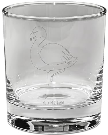 Mr. & Mrs. Panda Whiskey Glas Flamingo Classic - Geschenk, Tumbler, Prächtig, Whiskyglas, Stolz, Freundin, Spruch, Selbstliebe, Ich, Old Fashioned