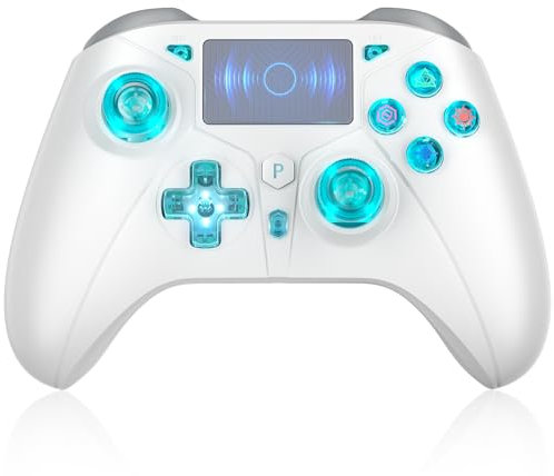 TURPOW Wireless Controller for PS4 LED, Dual Motor Vibration 6-Axis Sensor with LED RGB, für PS-3/PS-4/Slim/Pro/PC/S-witch