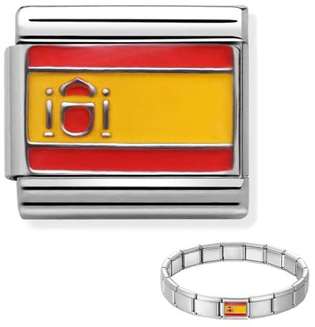 Andska Flag Charms Fit Italian Style Link Bracelet 9 mm Stainless Steel Classic Stretch Modular Bracelets (Spanish)