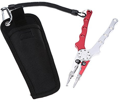 TeamSky AVIATION ALUMINUM FISHING PLIERS CUTTERS REMOVER TACKLE WITH OXFORD SHEATH LANYARD FOR ANGLERS