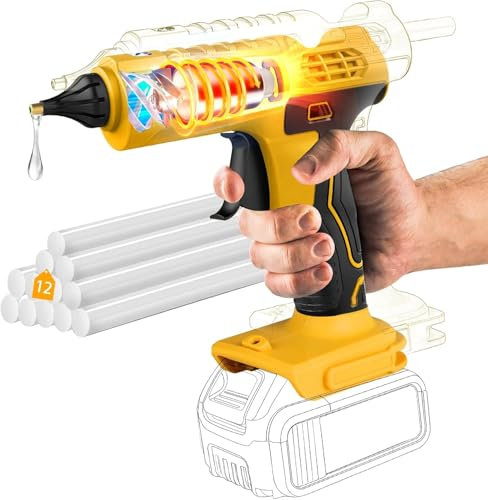 100W Cordless Hot Glue Gun for DeWalt 20V Battery (No Battery), Full Size Hot Glue Gun, Cordless and Rechargeable Glue Gun Kit