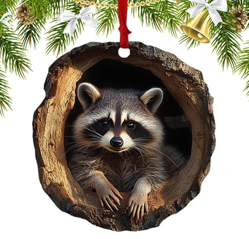 Ornament für Weihnachtstiere, Anhänger mit Tieren, Weihnachtsbaum, 2D, niedlich, Acryl, Tieranhänger – lebende Tiere, , Eule, Eichhörnchen, Igel, Kaninchen, Vogel, hängend