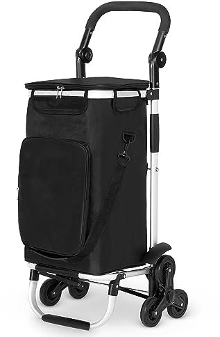 wuuhoo® Einkaufstrolley - Klappbar und leicht - wasserabweisend - Treppensteig-Rollen, bis 60L schwarz