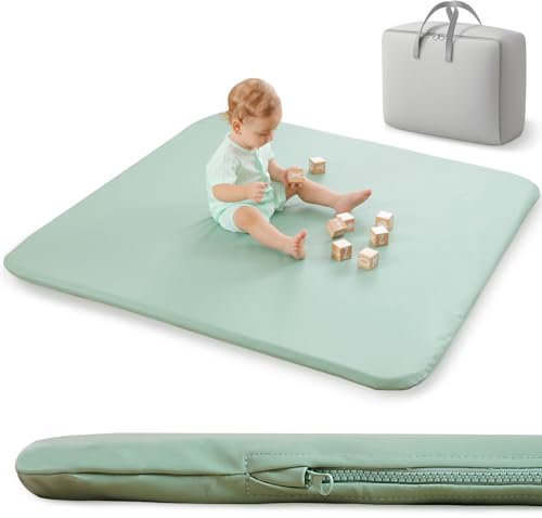 Spielmatte Baby 120x120x3cm, –Extra Dicke & Abdichtung & super weiche Bodenmatte aus veganem Leder schafft einen sicheren Spielbereich für die Kleinen – Krabbeldecke Baby, Kinderteppich