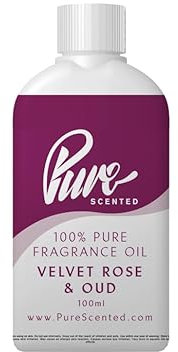 Pure Scented 100ml Fragrance Oil - Vegan & Cruelty-Free, for Candles, Soaps, Slime, Diffusers, Cosmetics, Wax Melts & DIY Crafts (1 x 100ml, Velvet Rose & Oud)