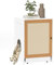 PawHut Arenero para Gatos Mueble Arenero con Bandeja Extraíble Compartimentos Ruedas y Tapete para Rascar Caja de Arena para Gatos para Interior 57x50x80,5 cm Blanco y Roble