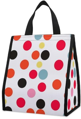 Lunch-Tasche mit Punkten, mit Innentaschen, niedliche Lunchtasche für Damen und Herren, isoliert, Thermokühler, Eis-Lunch-Tasche für Arbeit, Picknick, Camping