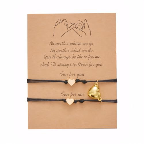 Aieino Pinky Promise Bracelets Adjustable Couples Bracelets Magnetic Heart
