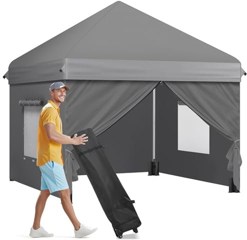 Tonnelle pop-up imperméable 420D avec côtés de 3 x 3 m - Hauteur réglable - Protection UV 50+ - Abri d'événement pour jardin, extérieur, camping, jacuzzi avec côtés - 3 x 3 m