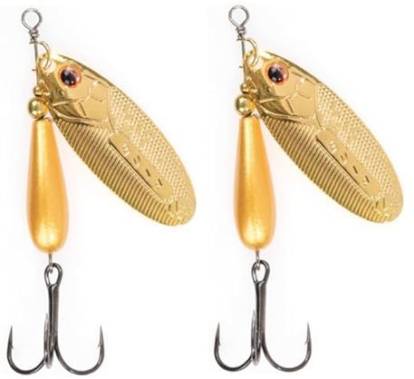 Cucharilla Pesca Evia Popper Modelo 15 Numero 3 con Anzuelo Triple con Muerte Color Oro [2 Piezas]