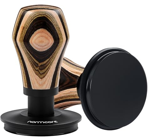 Normcore 53.3mm Coffee Tamper V4.1, Spring Loaded Tamper with Titanium PVD Coating Flat Base, Espresso Tamper Fits 54mm Breville Sage Portafilters, Colorful Wood Handle