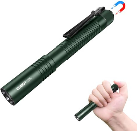 VTIGER T2A Lampe Torche EDC Compacte 1500 Lumens – LED Rechargeable AA, Super Lumineuse avec Interrupteur Arrière Tactique et Aimant pour Camping, Randonnée, Extérieur, Maison, Urgences