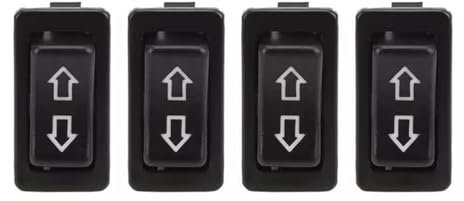 Vitre Interrupteur Lot De 4 Interrupteurs De Vitre Électrique Universels À 5 Broches Pour Voiture Avec Lampe Verte DC12V 24V Interrupteur Lève Vitre