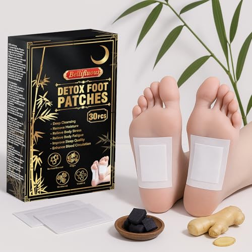 Bellifluous Entgiftungspflaster Füße, Detox Fußpflaster, 30pcs Natürlich Detox Pflaster, Detox Pflaster Füsse Entgiftung zur Verbesserung der Schlafqualität, Durchblutung, Linderung von Körperstress