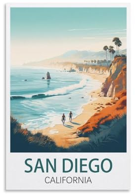 NPRZM Vintage-Schilder, Metallschilder, San Diego, Kalifornien, Poster, lustiges Vintage-Metallschild, Plakette, Poster, Wandkunst, Kneipe, Bar, Küche, Garten, Badezimmer, Heimdekor, 15 x 30 cm