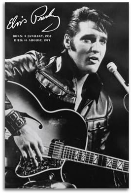 SAHDU I REWNRN Elvis Presley Poster, ästhetische Wandkunst, dekoratives Gemälde, Poster, Dekoration, Vintage-Leinwand für Wohnzimmer, Schlafzimmer, 30 x 45 cm, ungerahmter Stil