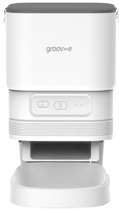 Groov-e Pet-Tech Smart Wi-Fi Pet Feeder – Automatic Cat and Small Dog 4L Dry Food Dispenser, Smart WiFi App Control, Up to 10 Meals Daily, Personalised Meal Call – Battery or Mains Powered – White