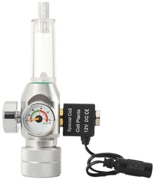 CO2-Regler für Aquarien, CO2 Druckminderer für bepflanztes Aquarium | CO2 Druckminderer mit Magnetventil & Blasenzähler, Nicht kompatibel mit Sodastream-Flasche, Gewindeanschluss W21.8