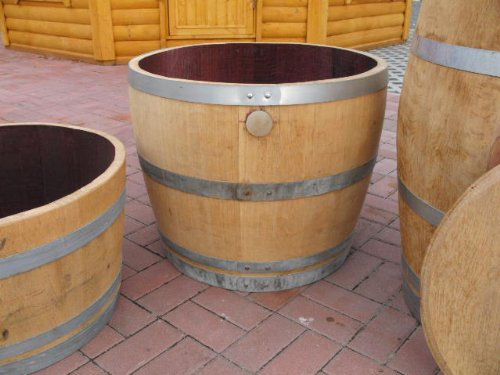 JUNIT 140L TOP FASS-REGENTONNE, MINITEICH, BLUMENKÜBEL mit H.55cm und D.70cm WEINFASS EICHENFASS HOLZFASS PFLANZENKÜBEL TROG