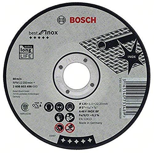 Bosch Professional 1x Trennscheibe Gerade Best for Inox (Rostfreier Stahl, A 30 V INOX BF, Ø 115 mm, 2.5 mm, Zubehör Winkelschleifer)