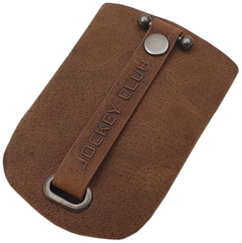 myledershop Sacchetto chiave in pelle di bufalo con portachiavi a scomparsa in marrone o cognac (Cognac)