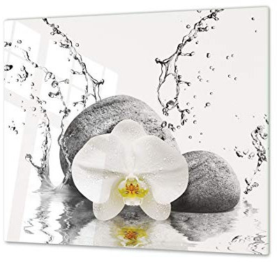 Planche de cuisine en VERRE trempé – Planche à découper en verre – Couvre-plaques de cuisson – UNE PIÈCE (60x52 cm) ou DEUX PIÈCES (30x52 cm chacune) ;D06 Série Fleurs : Orchidée 4