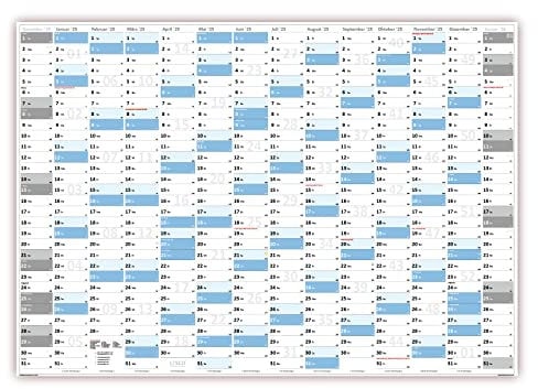 XL Wandkalender DIN A1 2025 (blau2) große Tageskästchen (Kalender werden gerollt versendet)