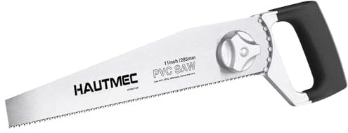 HAUTMEC Adjustable Angle Hand Saw for PVC, Plastic & Soft Metals, General Purpose Handsaw with 11 Adjustable Position Handle, 10 TPI Carbon Steel Blade & Soft Grip – HT0027