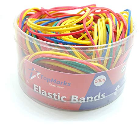 Bandas elásticas 100 g de goma elástica de colores, bandas elásticas resistentes para el hogar, oficina, uso escolar (5 cajas, 100 g/caja)