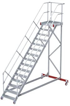 Euroline Wartungsbühne 45 Grad, 1000 mm Stufenbreite, 2 Handläufe 3 Podestgel. - 15 Stufen