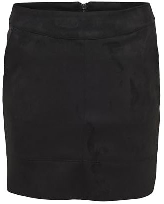 ONLY Damen Wildleder Rock Julie Faux Suede Bonded Bleistiftrock Ohne Schlitz, Farben:Schwarz, Größe:36