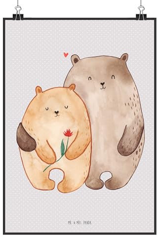 Mr. & Mrs. Panda Poster Bären Liebe DIN A4 - Geschenk, Freund, kuscheln, Wandposter, Wanddeko Bild, Kunstdruck, Verlobung, Wanddeko, Liebesbeweis,