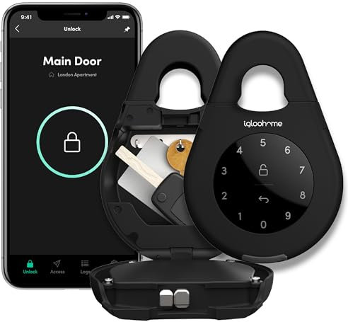 Igloohome Smart KeyBox – Boîte à Clé Sécurisée Intelligente | PIN et Bluetooth | Sûr, Sans Installation, Sans Connexion | Permet ou Bloque l’Accès à Distance | Intégré avec Airbnb