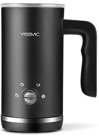 Yissvic Espumador de leche eléctrico 4 en 1, espumador eléctrico de 600 W, 300 ml, espumador de leche de acero inoxidable, control de temperatura, revestimiento antiadherente