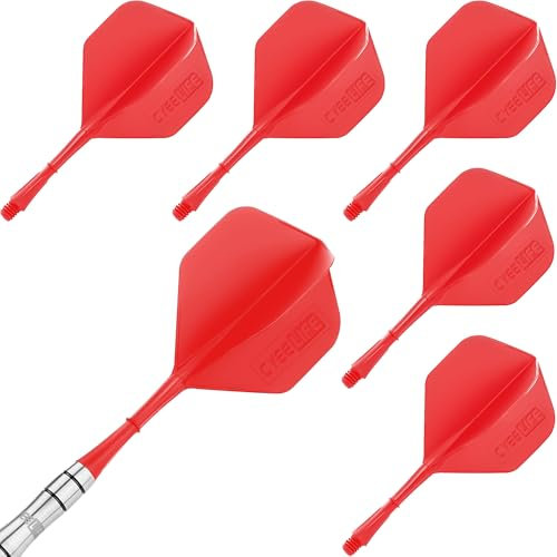 CyeeLife Dart Schäfte und Flights aus einem 6 Stück,Dartpfeile Zubehör CF01 Rot