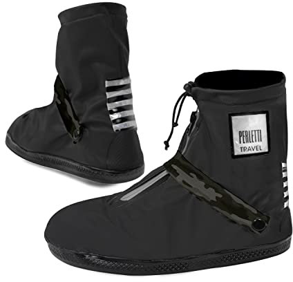 PERLETTI Copriscarpe Impermeabili Bassi Neri - Copri scarpa Pioggia Fango Neve Catarifrangenti Riutilizzabili Suola Antiscivolo - Galosce Antipioggia Punta e Tallone Rinforzati (Mimetico, M 40/42)
