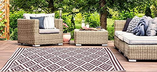 Jet-Line Gartenteppich Austin Braun 120x180cm Outdoor Teppich Wetterfest für Terrasse Balkon Garten