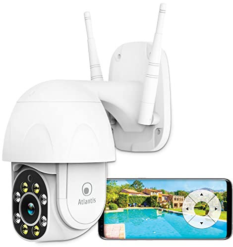 ATLANTIS Telecamera Ip di sorveglianza WiFi da esterno, motorizzata pan e tilt, A14-SC930-PT, 2M pixel 1920x1080p, IP64, visione notturna a colori o B/N 15m, slot SD, Onvif, Wireless, APP Tuya