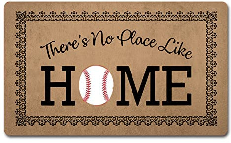 Funny Welcome Door Mat Home Decor Area Rugs There's No Place Like Home Baseball Home Plate Cute Novelty Door Mat Personalized Home Decor Rugs Funny Quote Rubber Anti-Slip Door Mats(30 x 18 inch)