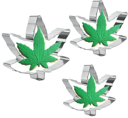Ensemble d'emporte-Pièces en Feuille de Marijuana, Moules à Biscuits en Feuille D'acier Inoxydable de 3 Pièces