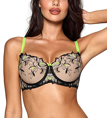 Axami Dame Push-Up BH Gepolstert Schalen Träger Bunt Sinnlich V-10151, Beige,80C