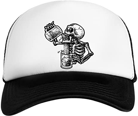 Betrunkener Schädel Weiß Schwarz Unisex Kinder Baseball Cap Kids White Black