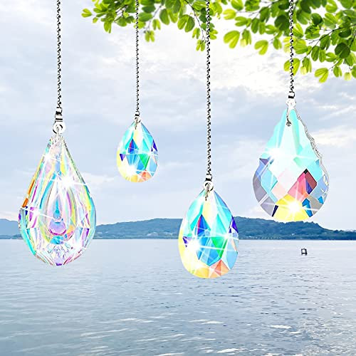 4 Piezas de Cristal Multicolor arcoíris,Prisma de Cristal de Cristal,Cristales como decoración,Colgante de Cristal,Cristal Colorido,Cristales para Colgar,Regalo para Ventana decoración de jardín