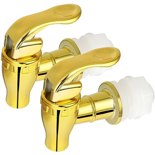 Bewudy 2 pcs Getränkespender Zapfhahn, Wasserspender Ersatz Zapfhahn Ersatz Wasserhahn geeignet für kalte und heiße Getränke Kaffee Saft Water Dispenser Faucet (Gold)